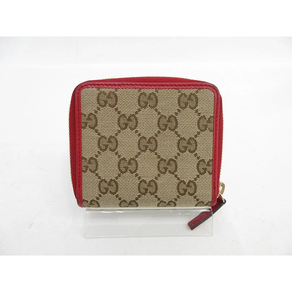 GUCCI Compact Wallet Red GG Canvas - Picture 2 of 9